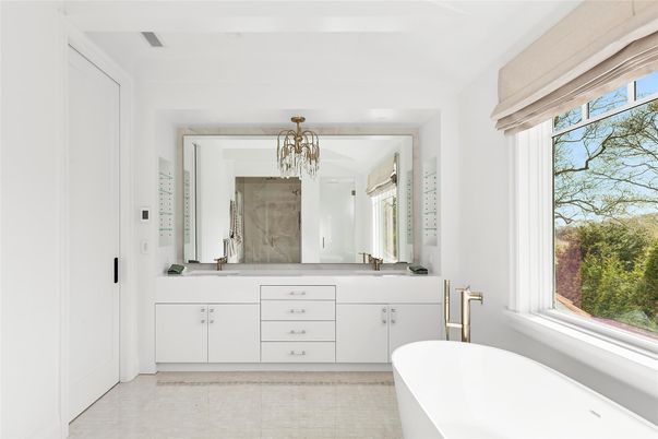 Bathroom, Chandelier, Dual Sink Vanities, Free Standing Baths, Interior