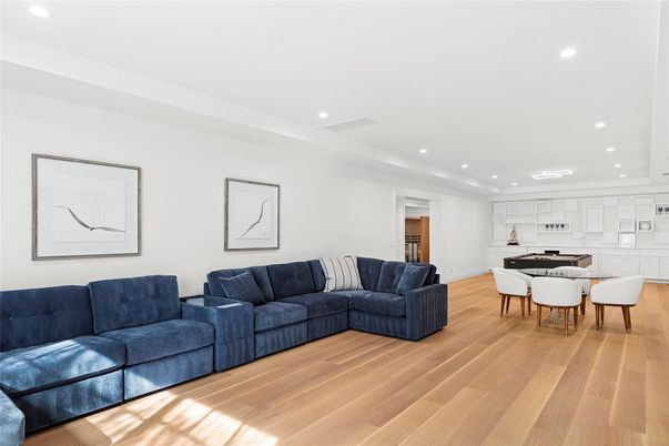 Dining room, Interior, Kitchen, Living room, Recessed Lighting, Wood Texture Flooring