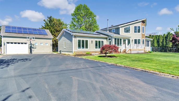 Attached, Exterior, Facade, Solar Panels, Farmhouse