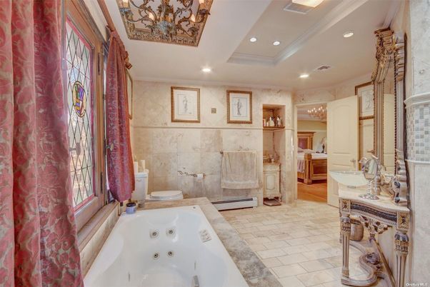 Bathroom, Chandelier, Interior, Recessed Lighting