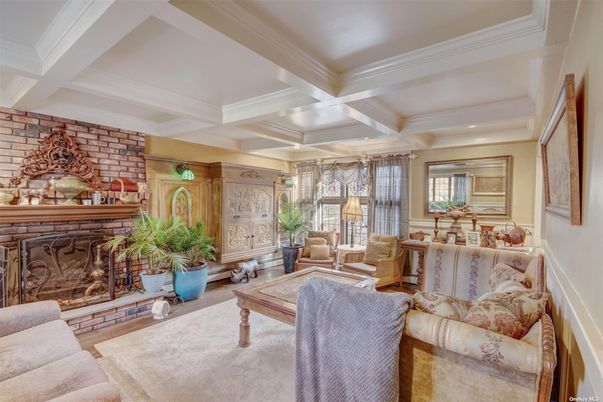 Fireplace, Interior, Living room, Recessed Lighting, Stone Walls