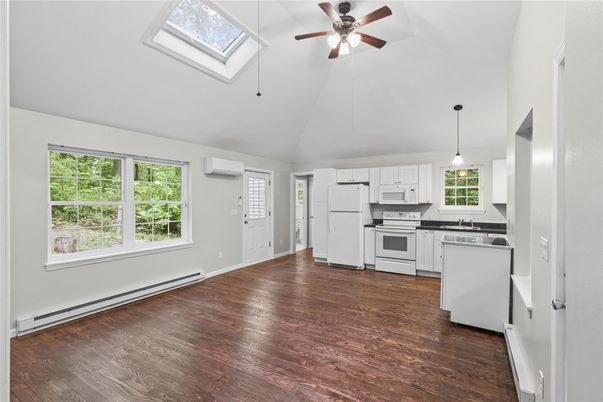 Interior, Kitchen, Pendant Lights, Wood Texture Flooring
