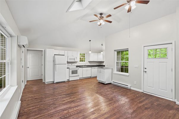 Interior, Kitchen, Pendant Lights, Wood Texture Flooring