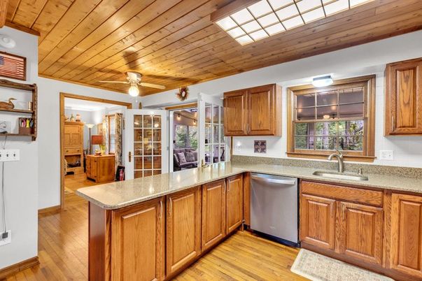 Interior, Kitchen, Wooden Ceilings, Wood Texture Flooring
