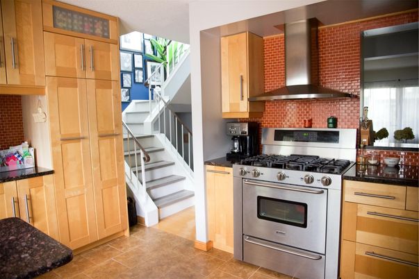 Interior, Kitchen, Stainless Steel Appliances, Stone Walls