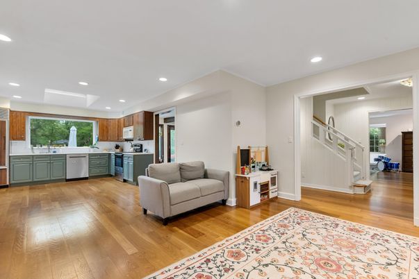 Interior, Kitchen, Recessed Lighting, Wood Texture Flooring
