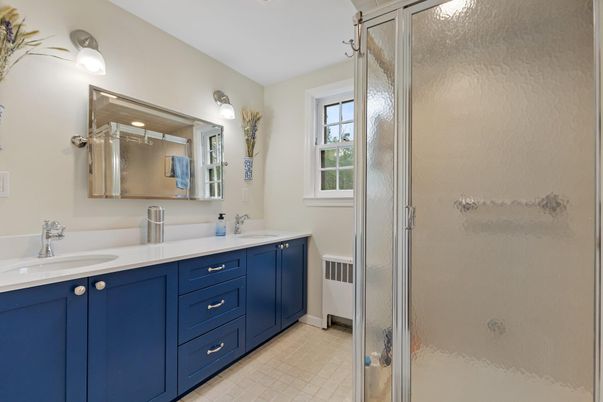 Bathroom, Dual Sink Vanities, Glass Shower, Interior