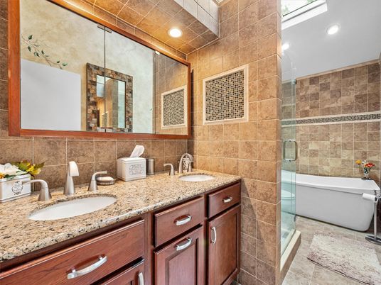 Bathroom, Dual Sink Vanities, Glass Shower, Interior, Recessed Lighting