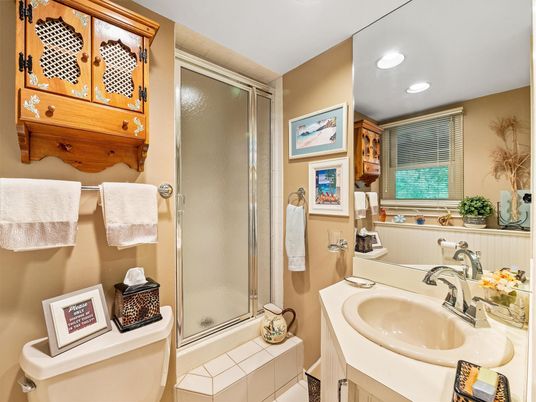 Bathroom, Glass Shower, Interior, Recessed Lighting