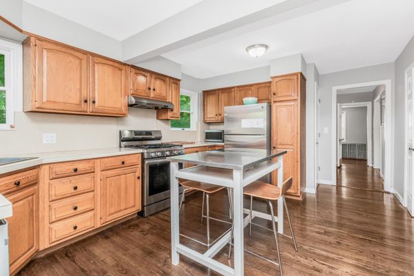 Interior, Kitchen, Stainless Steel Appliances, Wood Texture Flooring