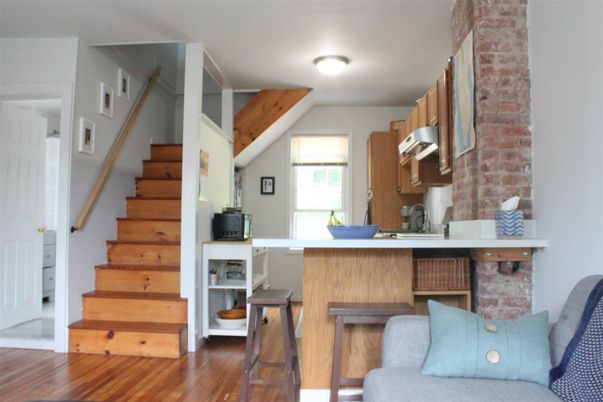 Home Office, Interior, Stone Walls, Wood Texture Flooring
