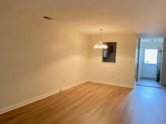 Empty room, Interior, Pendant Lights, Wood Texture Flooring