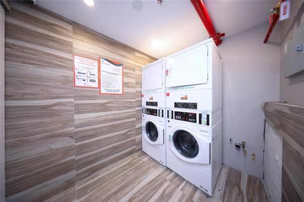 Interior, Recessed Lighting, Utility Closets, Washer, Wood Texture Flooring, Wooden Walls