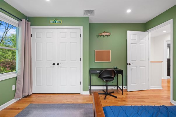 Home Office, Interior, Recessed Lighting, Wood Texture Flooring