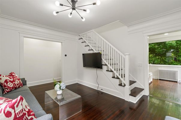 Interior, Living room, Pendant Lights, Wood Texture Flooring