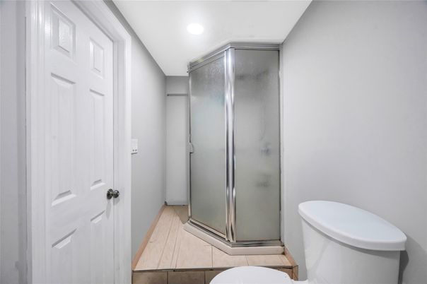 Bathroom, Glass Shower, Interior, Recessed Lighting