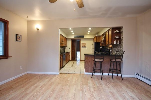 Interior, Kitchen, Recessed Lighting, Wood Texture Flooring
