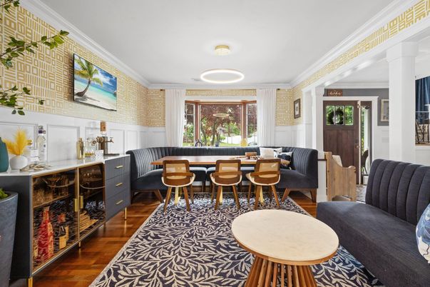 Dining room, Interior, Wood Texture Flooring