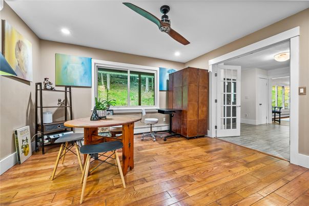 Home Office, Interior, Recessed Lighting, Wood Texture Flooring