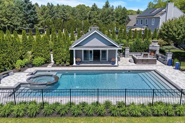 Exterior, Fireplace, Pool, Solar Panels