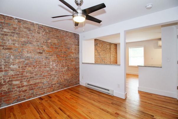 Empty room, Interior, Stone Walls, Wood Texture Flooring