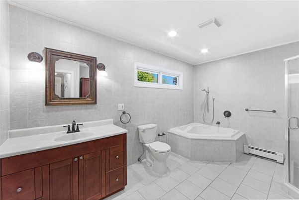 Bathroom, Dual Sink Vanities, Glass Shower, Interior, Recessed Lighting
