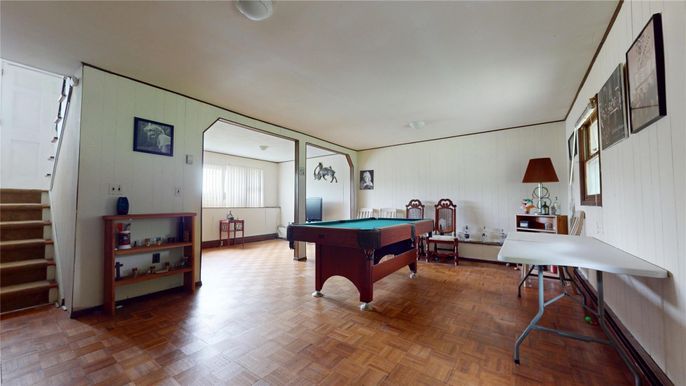 Billiard Table, Game Room, Interior, Wood Texture Flooring