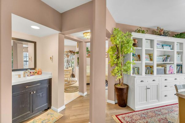 Bathroom, Interior, Recessed Lighting, Wood Texture Flooring