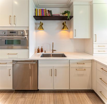 Interior, Kitchen, Stainless Steel Appliances, Wood Texture Flooring