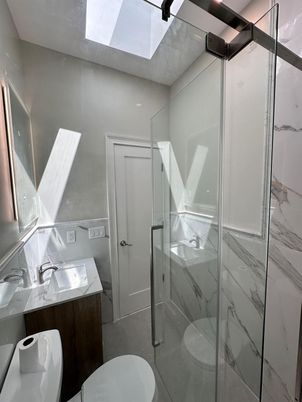 Bathroom, Glass Shower, Interior, Marble Walls