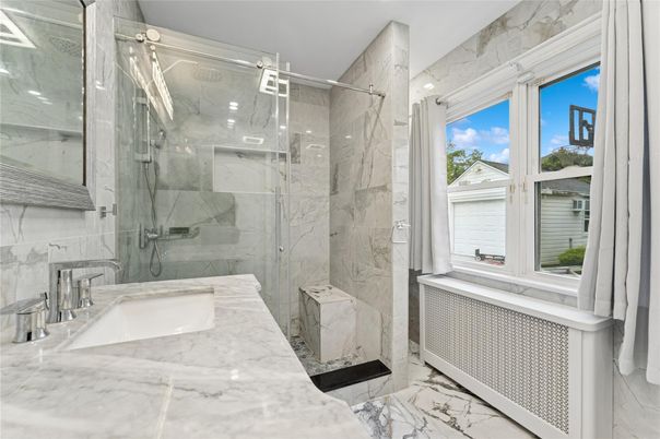 Bathroom, Glass Shower, Interior, Marble, Marble Walls