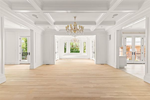 Chandelier, Empty room, Interior, Wood Texture Flooring