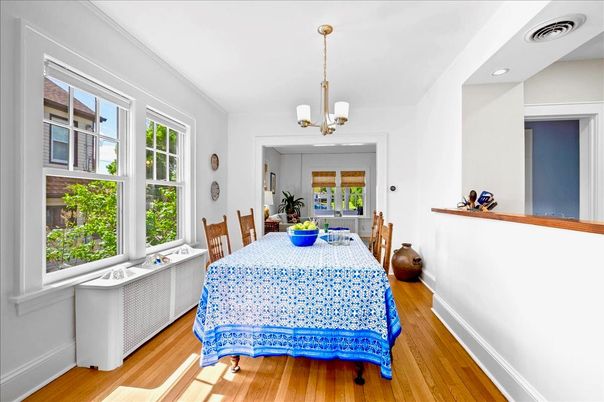 Chandelier, Dining room, Interior, Recessed Lighting, Wood Texture Flooring