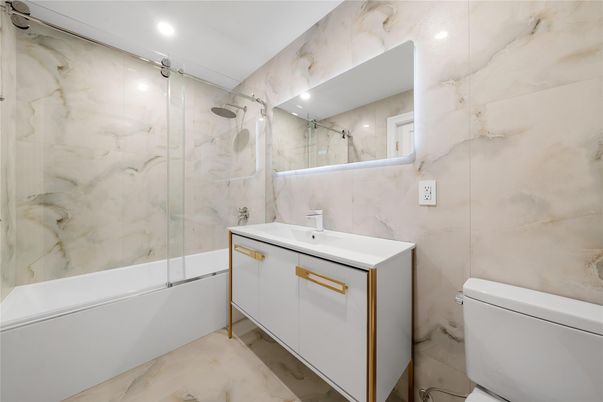 Bathroom, Glass Shower, Interior, Marble Walls, Recessed Lighting