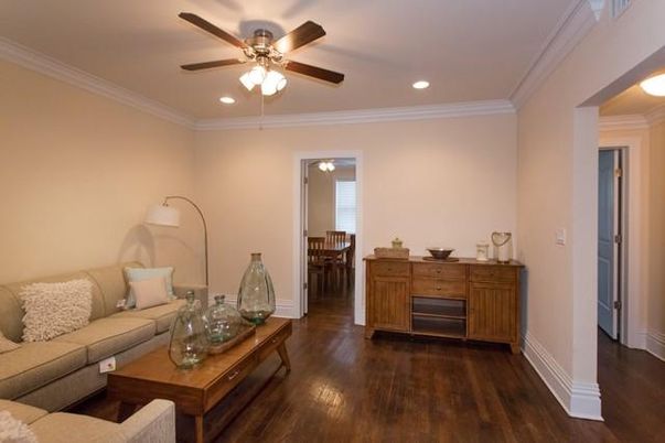 Dining room, Interior, Living room, Recessed Lighting, Wood Texture Flooring