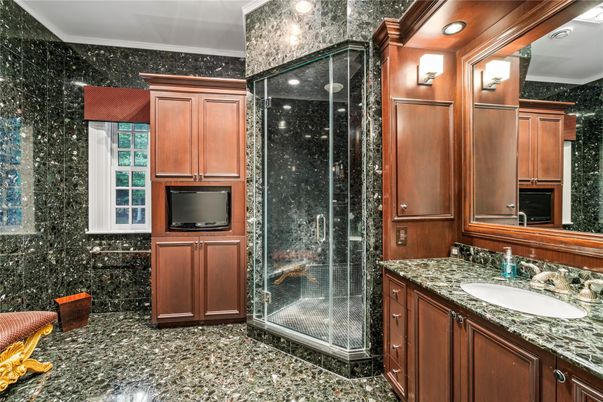 Bathroom, Glass Shower, Interior, Recessed Lighting