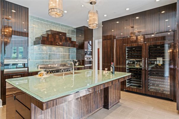 Chandelier, Interior, Kitchen, Pendant Lights, Recessed Lighting, Stainless Steel Appliances