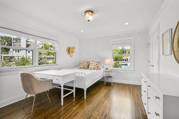 Bedroom, Home Office, Interior, Recessed Lighting, Wood Texture Flooring