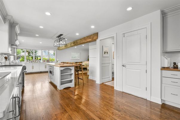 Interior, Kitchen, Recessed Lighting, Wood Texture Flooring