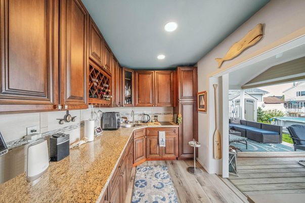 Interior, Kitchen, Recessed Lighting, Wood Texture Flooring
