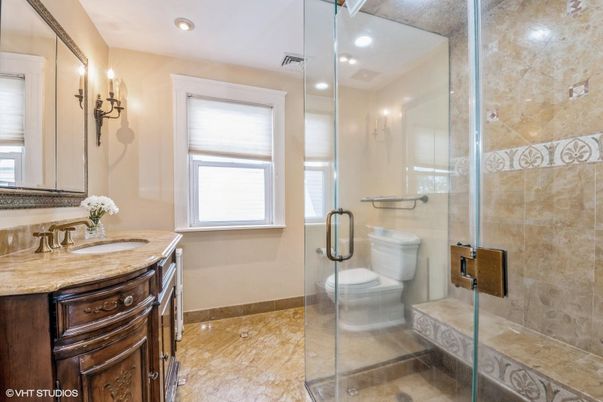 Bathroom, Glass Shower, Interior, Recessed Lighting