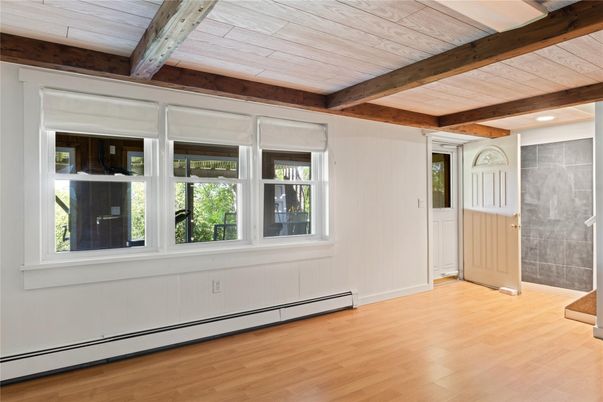 Empty room, Interior, Recessed Lighting, Wooden Beams, Wooden Ceilings, Wood Texture Flooring