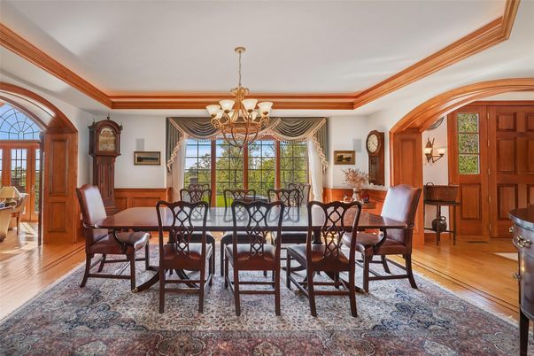 Chandelier, Dining room, Interior, Wood Texture Flooring