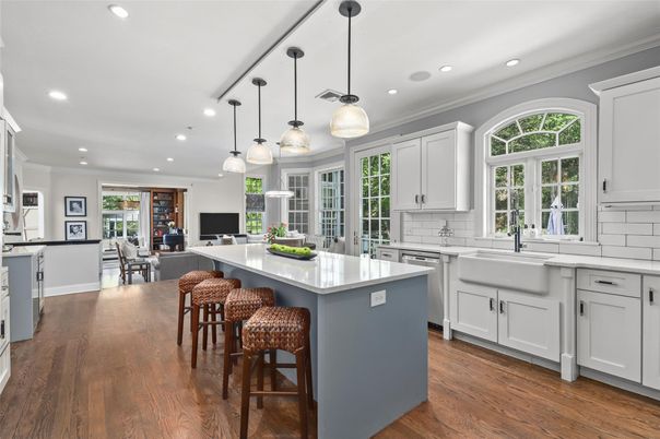 Interior, Kitchen, Pendant Lights, Recessed Lighting, Wood Texture Flooring