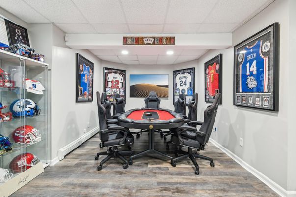 Game Room, Home Office, Interior, Recessed Lighting, Wood Texture Flooring