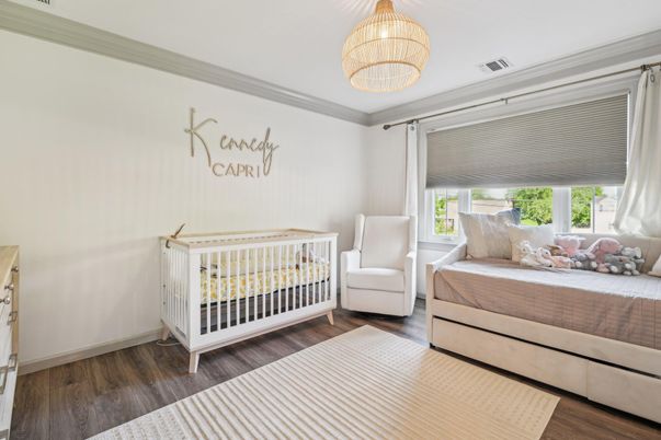 Bedroom, Chandelier, Interior, Wood Texture Flooring