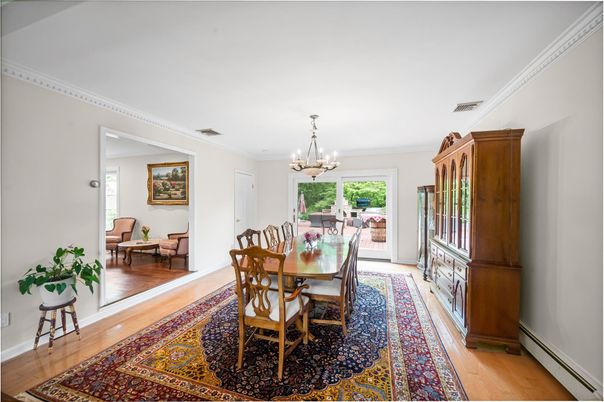 Chandelier, Dining room, Interior, Wood Texture Flooring