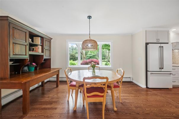 Dining room, Interior, Kitchen, Pendant Lights, Wood Texture Flooring