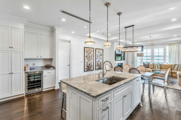 Dining room, Interior, Kitchen, Living room, Pendant Lights, Recessed Lighting, Wood Texture Flooring