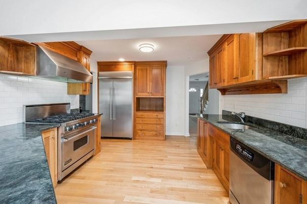 Interior, Kitchen, Stainless Steel Appliances, Wood Texture Flooring
